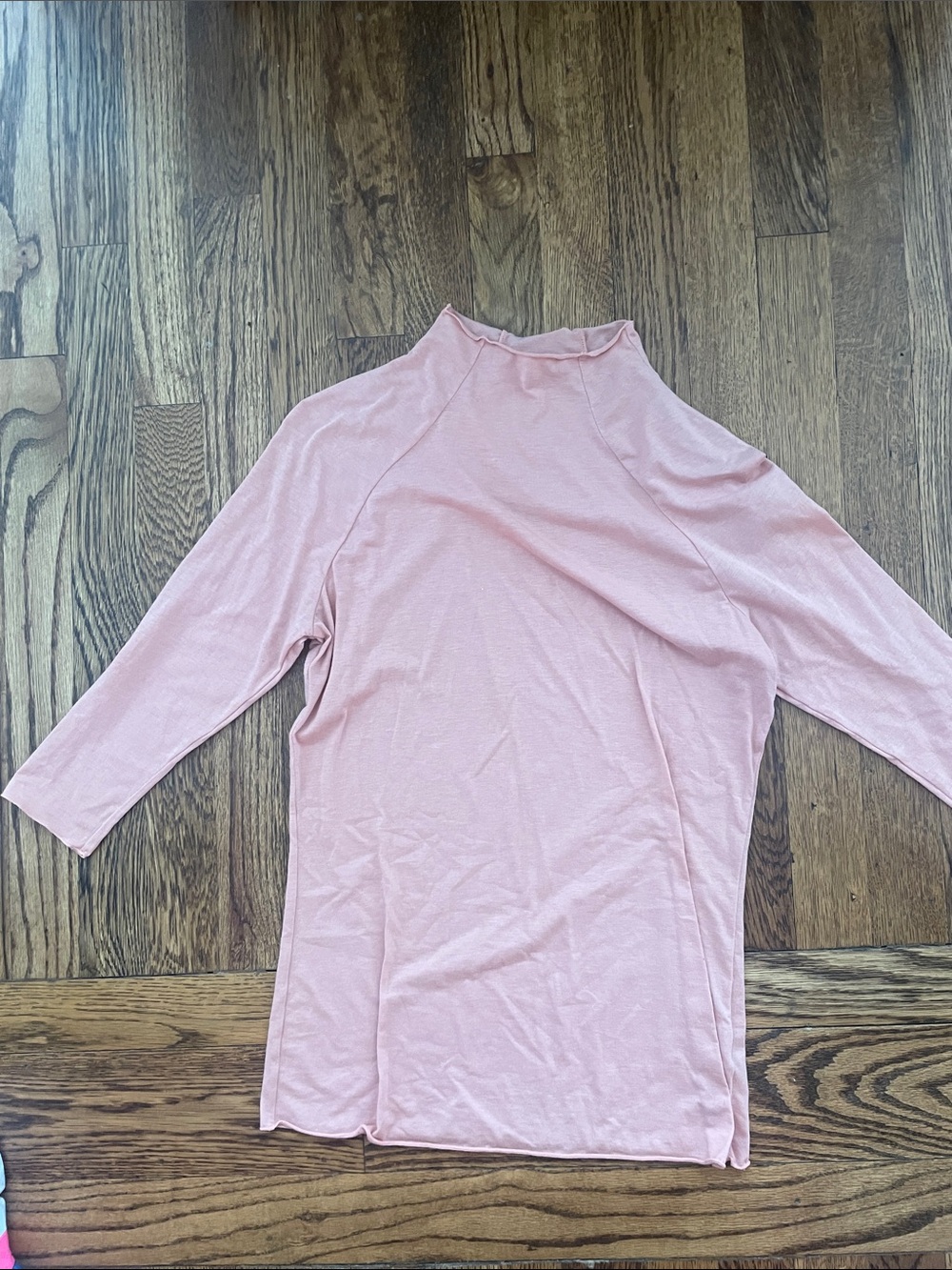 Free People Light Pink Mock Neck Long Sleeve Top